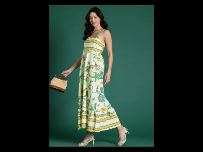 Pure Cotton Floral Print Ethnic Maxi Dress (2)