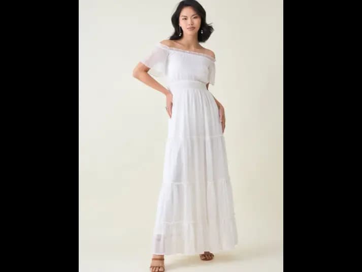 Women Off-Shoulder Smocked Tiered Maxi Dress