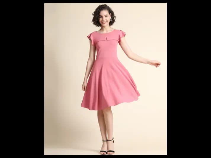 Short-Sleeve A-Line Dress