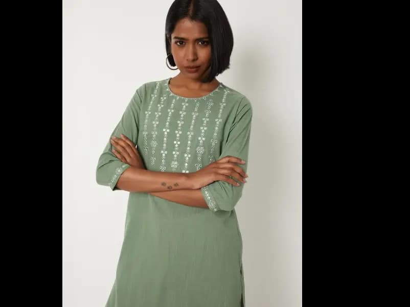 Women Embellished Mirror Work Kurta (2)