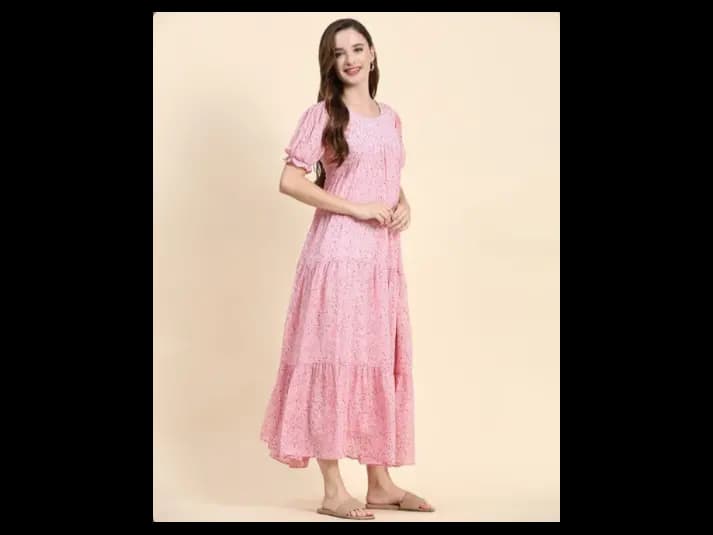 Women Floral Print Tiered Dress (2)