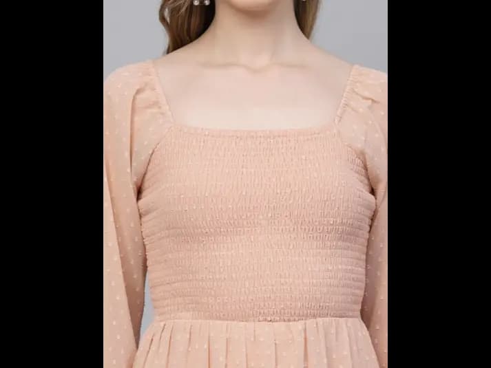 Puff Sleeves Fit & Flare Midi Dress (6)