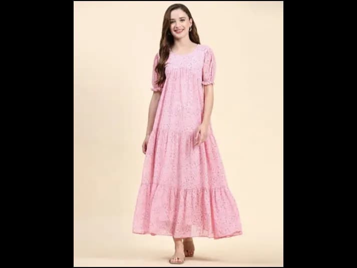 Women Floral Print Tiered Dress