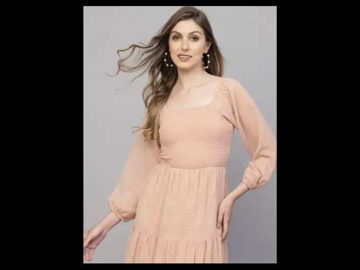 Puff Sleeves Fit & Flare Midi Dress (5)