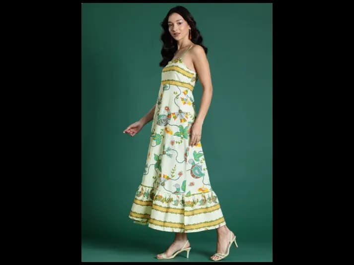 Pure Cotton Floral Print Ethnic Maxi Dress (3)